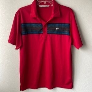 Travis Matthew Shirt Red navy Golf shirt men's size Medium polo